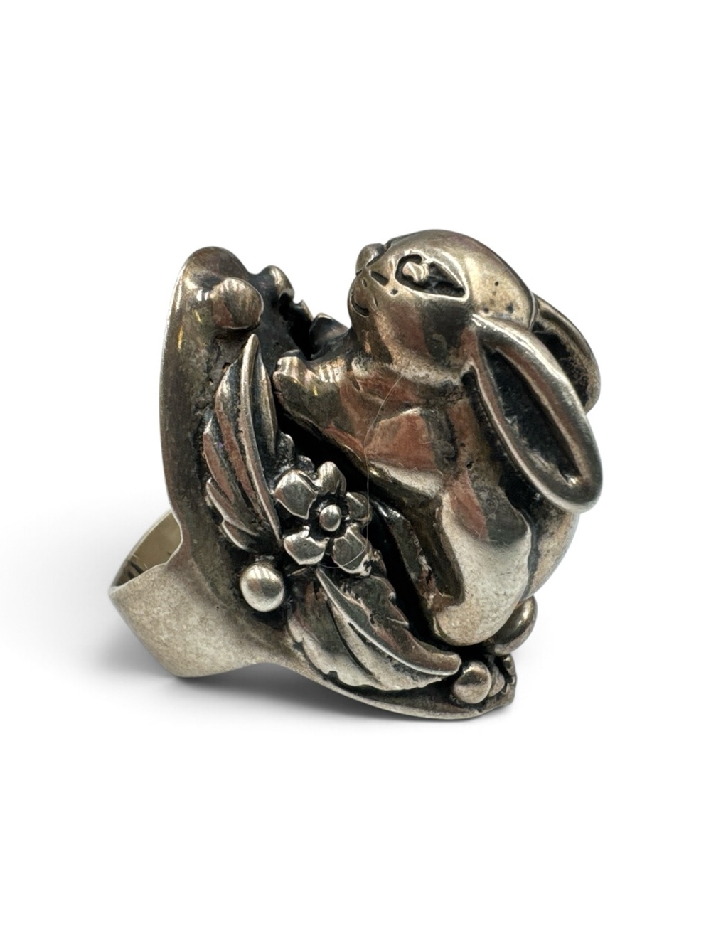Vintage Carol Felley Sterling Silver Bunny Rabbit Ring Mexico Size 7.5